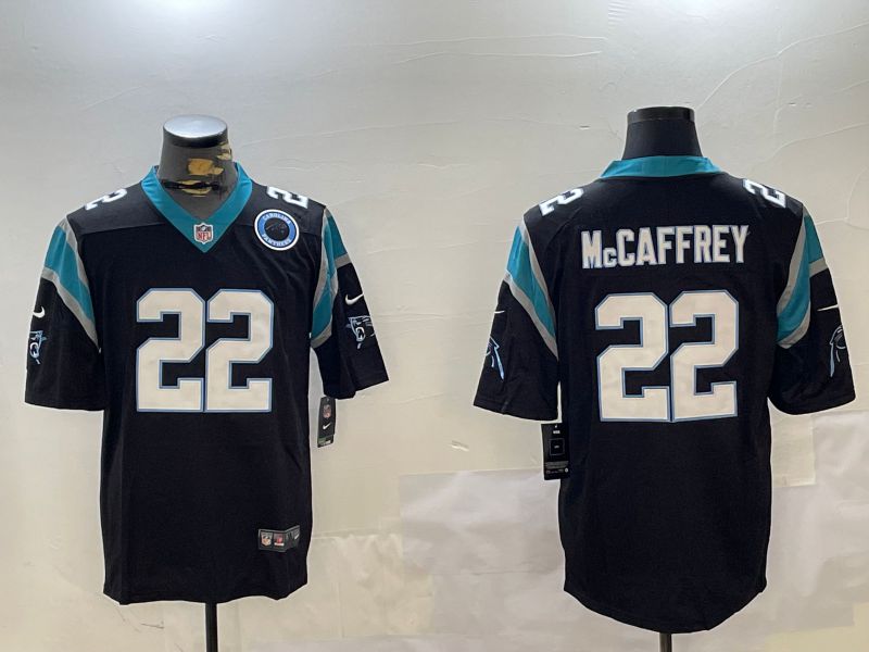 Men Carolina Panthers #22 Mccaffrey Black Second generation 2024 Nike Limited NFL Jersey style 2